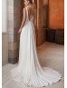 Ivory Satin V Open Back Chic Wedding Dress